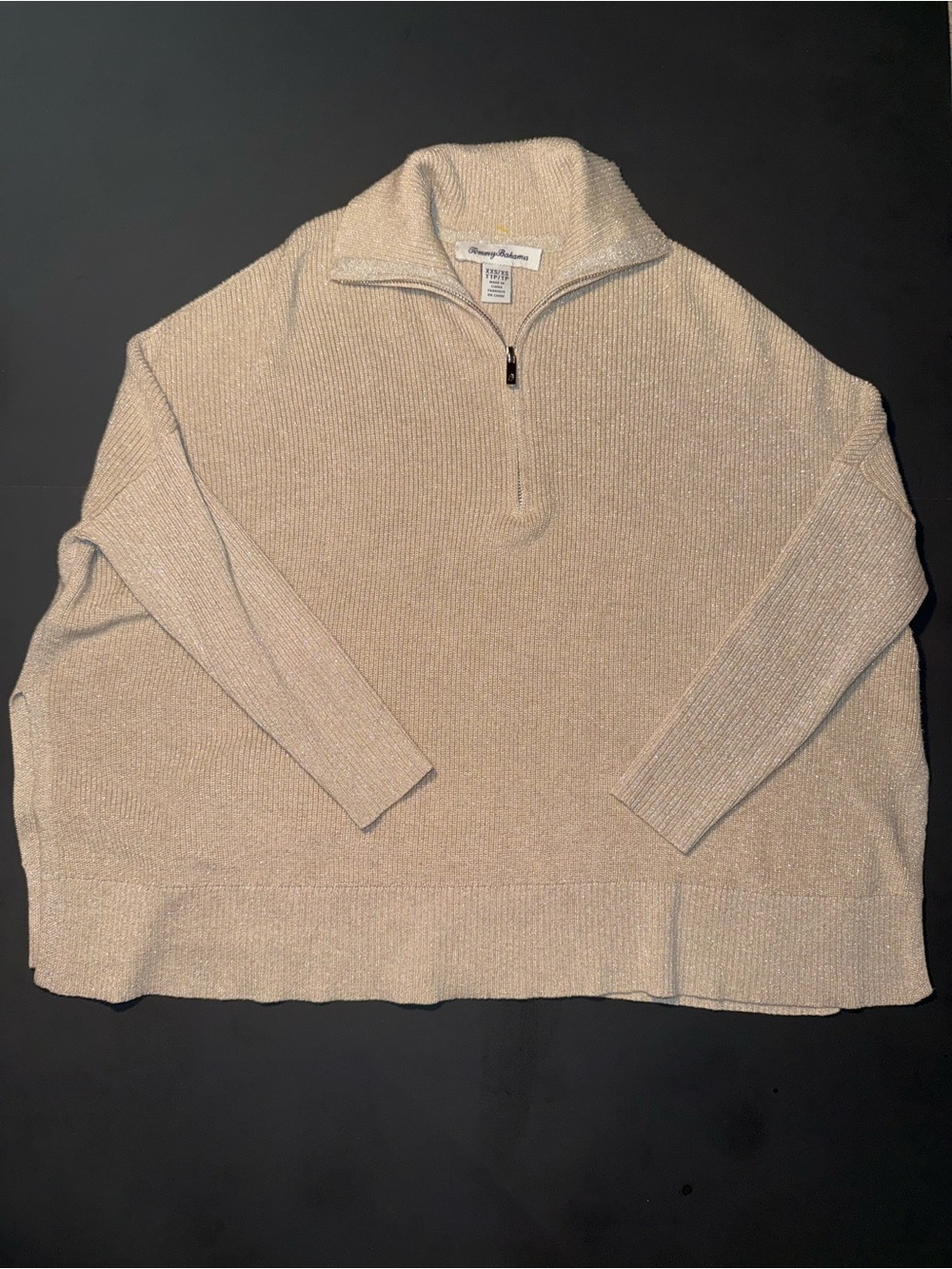 Tommy Baham Cream Quarter-Zip Sweater